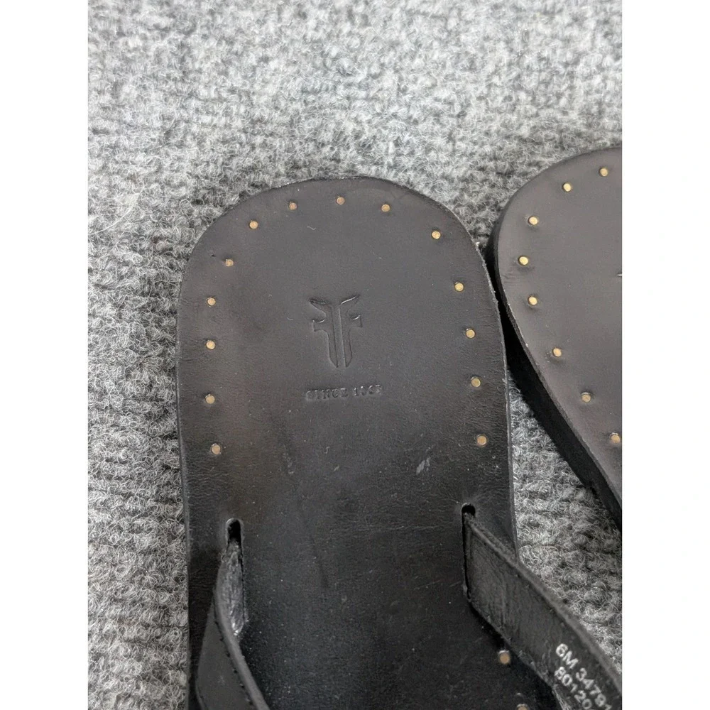 Frye Boots Women's Leather Thong Flip Flop Black Sandals Western Buckle Size 6 M